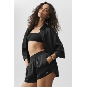 Alo Yoga Satin High-Waist Smooth Talker Short - Black in Kuwait