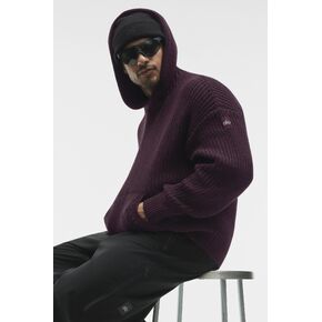 Alo Yoga Chunky Knit Rewind Hoodie  - Rich Bordeaux Multi in Kuwait
