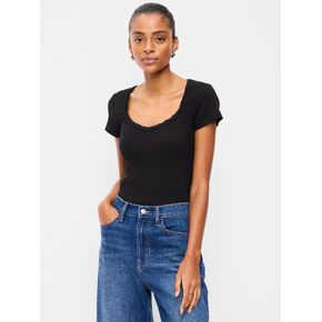 Old Navy Lace-Trim Sweetheart-Neck Ribbed Top - Black Jack in Kuwait