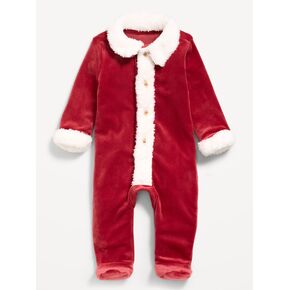 Old Navy Velour Holiday Footed One-Piece for Baby - Holiday Red in Kuwait