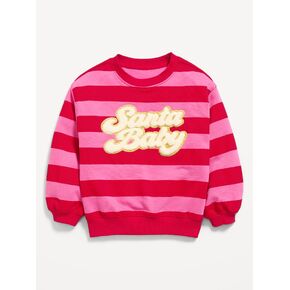 Old Navy Long-Sleeve Graphic Sweatshirt for Toddler Girls - Pink & Red Stripe in Kuwait