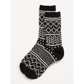 Old Navy Fair Isle Crew Socks for Women - Black Fair Isle in Kuwait