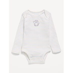 Old Navy Long-Sleeve Graphic Bodysuit for Baby - White & Blue Stripe in Kuwait