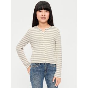 Old Navy Printed Cardigan Sweater for Girls - Gray Stripe in Kuwait