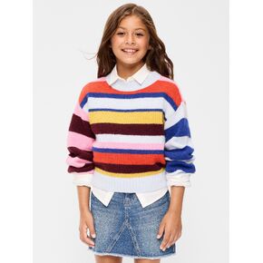 Old Navy SoSoft Long-Sleeve Graphic Sweater for Girls - Multi Stripe in Kuwait