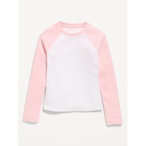 Old Navy Long Raglan-Sleeve T-Shirt for Girls - Pink Pirouette in Kuwait