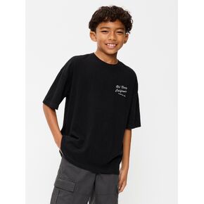 Old Navy Oversized Short-Sleeve Logo Graphic T-Shirt for Boys - Black Jack in Kuwait