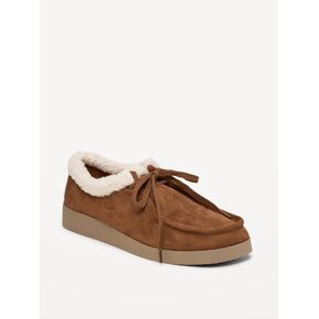 Old Navy Sherpa-Lined Lace-Up Derby Shoes for Women - Chestnut in Kuwait