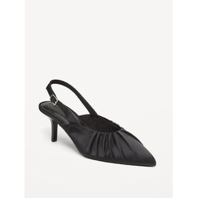 Old Navy Pointed-Toe Slingback Satin Heels for Women - Black Jack in Kuwait