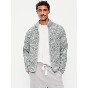 Old Navy Sweater Fleece Sherpa-Lined Full-Zip Jacket - Gray Marl in Kuwait