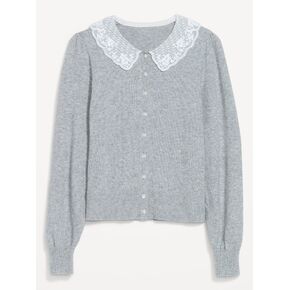 Old Navy SoSoft Lace-Collar Cardigan - Light Gray Heather in Kuwait
