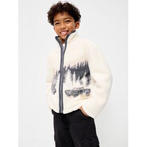 Old Navy Oversized Sherpa Full-Zip Jacket for Boys - Creme De La Creme in Kuwait