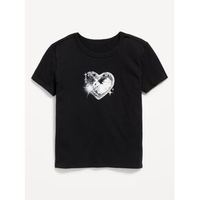 Old Navy Short-Sleeve Graphic T-Shirt for Girls - Black Jack in Kuwait
