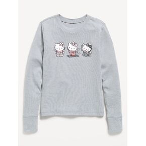 Old Navy Hello Kitty® Long-Sleeve Graphic T-Shirt for Girls - Heather Gray in Kuwait