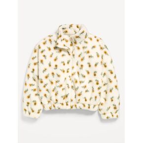 Old Navy Printed Oversized Sherpa Jacket for Girls - Multi-Floral in Kuwait