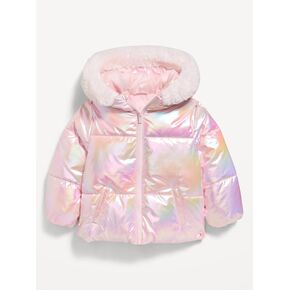 Old Navy Metallic Puffer Jacket for Toddler Girls - Pink Metallic in Kuwait