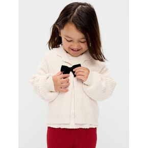 Old Navy SoSoft Bow-Front Collared Cardigan Sweater for Toddler Girls - Creme de la creme in Kuwait