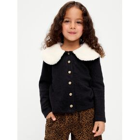 Old Navy Faux-Fur Collar Cardigan Sweater for Toddler Girls - Black Jack in Kuwait