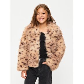 Old Navy Faux-Fur Jacket for Girls - Fair Beige in Kuwait