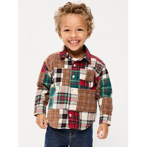 Old Navy Printed Long-Sleeve Corduroy Shirt for Toddler Boys - Multi Plaid in Kuwait