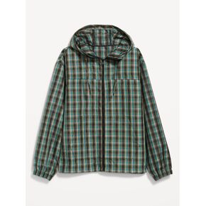 Old Navy Oversized Full-Zip Anorak - Green Plaid in Kuwait