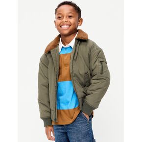 Old Navy Water-Resistant Sherpa-Collar Aviator Jacket for Boys - Loden in Kuwait