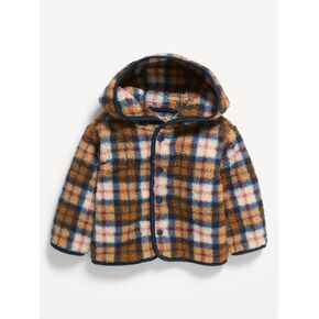 Old Navy Hooded Plaid Sherpa Jacket for Baby - Large Blue Plaid in Kuwait