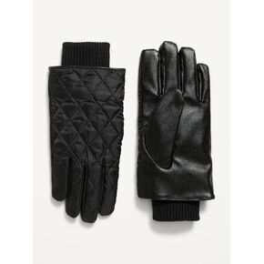 Old Navy Quilted Faux-Leather Gloves for Men - BlackJack in Kuwait