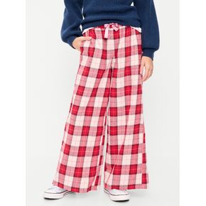 Old Navy Pull-On Wide-Leg Flannel Plaid Pants for Girls - Red Plaid in Kuwait