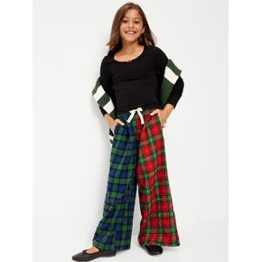 Old Navy Pull-On Wide-Leg Flannel Plaid Pants for Girls - Blue/Red Plaid in Kuwait
