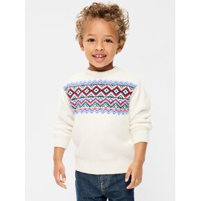 Old Navy Oversized Long-Sleeve Fair Isle Sweater for Toddler Boys - Sea Salt in Kuwait