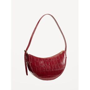 Old Navy Mini Croc-Embossed Crescent Shoulder Bag - Vintage Burgundy in Kuwait