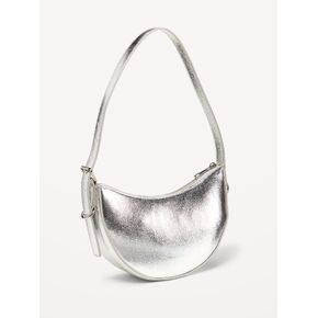 Old Navy Metallic Mini Crescent Bag - Silvery Silver in Kuwait