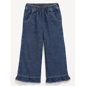 Old Navy Pull-On Wide-Leg Ruffled Jeans for Toddler Girls - Dark Wash in Kuwait