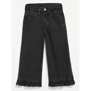 Old Navy Super Baggy Ruffle-Hem Wide-Leg Jeans for Toddler Girls - Washed Black in Kuwait