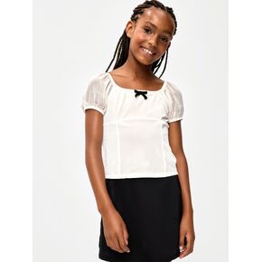 Old Navy Puff-Sleeve Velvet Top for Girls - Creme De La Creme in Kuwait