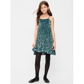 Old Navy Sleeveless Fit and Flare Floral Velour Dress for Girls - Jade Shadow in Kuwait