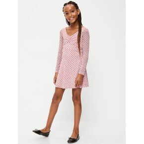 Old Navy Fit and Flare Polka-Dot Mesh Dress for Girls - Pink Dots in Kuwait