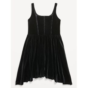 Old Navy Sleeveless Fit and Flare Velvet Dress for Girls - Black in Kuwait