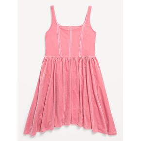 Old Navy Sleeveless Fit and Flare Velvet Dress for Girls - Mauving On Up in Kuwait
