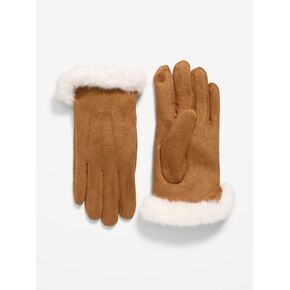 Old Navy Faux-Suede Gloves for Women - Cognac Brown in Kuwait
