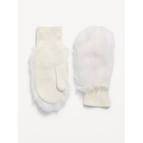Old Navy Faux-Fur Mittens for Women - Creme De La Creme in Kuwait