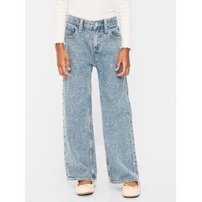 Old Navy High-Waisted Baggy Rhinestone Wide-Leg Jeans for Girls - Light Wash (Rhinestones) in Kuwait