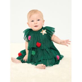 Old Navy Short-Sleeve Embroidered Tulle Tiered Dress for Baby - Christmas Tree in Kuwait