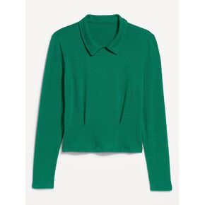 Old Navy Long-Sleeve Brushed-Jersey Polo Top - Rainforest Jewel in Kuwait