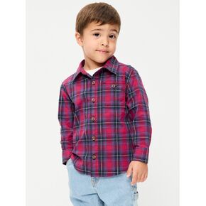 Old Navy Long-Sleeve Plaid Poplin Shirt for Toddler Boys - Robbie Red Micro Check in Kuwait