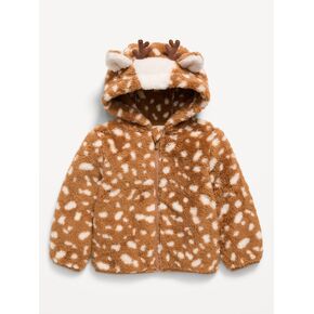 Old Navy Printed Sherpa Full-Zip Jacket for Toddler Girls - Brown Animal Print in Kuwait