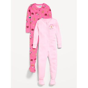 Old Navy Snug-Fit 2-Way-Zip Pajama One-Piece 2-Pack for Toddler & Baby - Pink in Kuwait