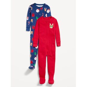 Old Navy Snug-Fit 2-Way-Zip Pajama One-Piece 2-Pack for Toddler & Baby - Santa and Reindeer in Kuwait