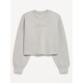 Old Navy Bounce Fleece Logo Graphic Cropped Sweatshirt - Heather Gray in Kuwait
